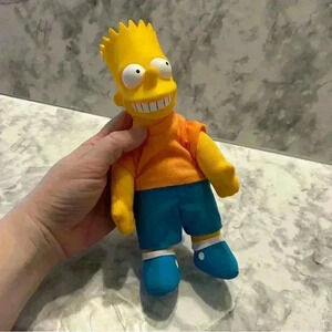 Vintage 1990 Bart Simpson 8” Plush Doll with Plastic Head